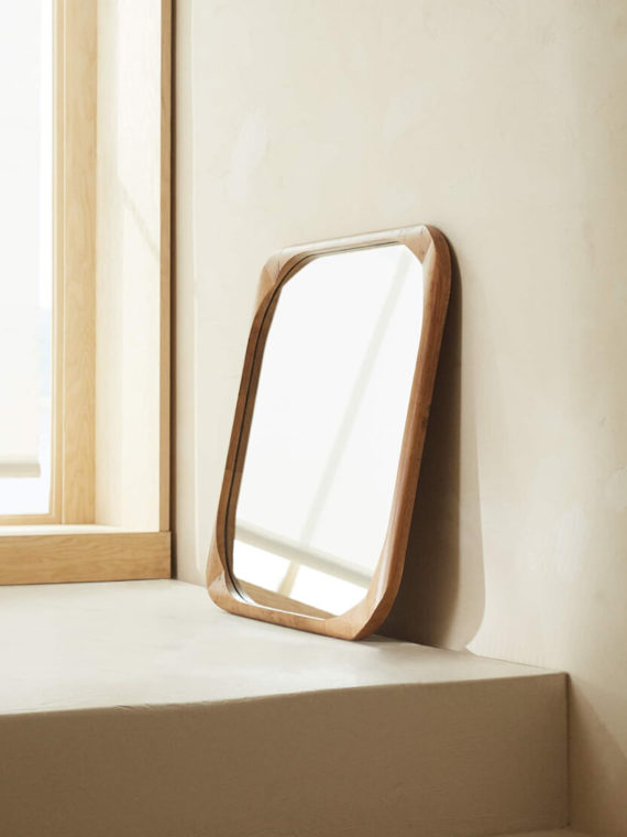 Square Wood Mirror