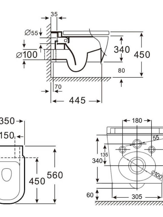 White Modern Wall Toilet