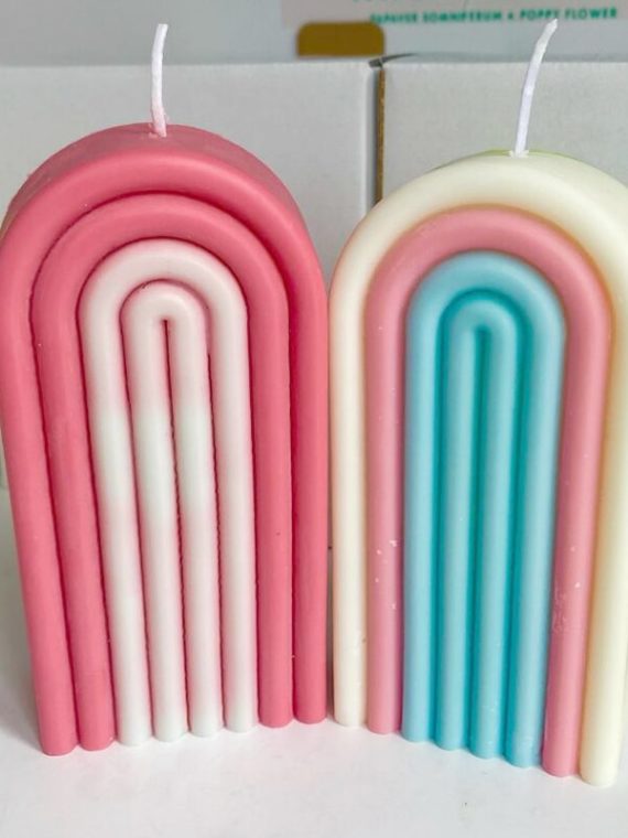 14cm Rainbow Arch Candle Silicone Mold DIY Rainbow Bridge Geometry Candle Making Soap Resin Plaster Mould Art Craft Home Decor