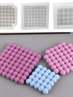 3D square Bubble Ball Coaster Silicone Mold DIY Cement Creative Jewelry Storage Plate Candle Tray Handmade Soap Mould Home Decor