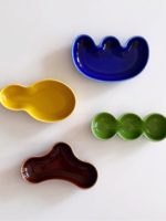 4 Colors Irregular Hand-kneaded Ceramic Dipping Flower Dish Colorful Glaze Lovely Japanese Hot Pot Dipping Flower Dish