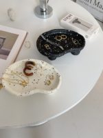 Cutelife INS Ink Dots Irregular Resin Storage Tray Tea Cake Jewelry Coffee Table Tray Home Decoration Kitchen Accessories Trays