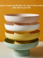 Fruit Dish Round Drain Fruit Basket Modern Style Container for Kitchen Counter Table Centerpiece Decorative Home Decor