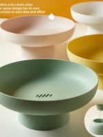 Fruit Dish Round Drain Fruit Basket Modern Style Container for Kitchen Counter Table Centerpiece Decorative Home Decor