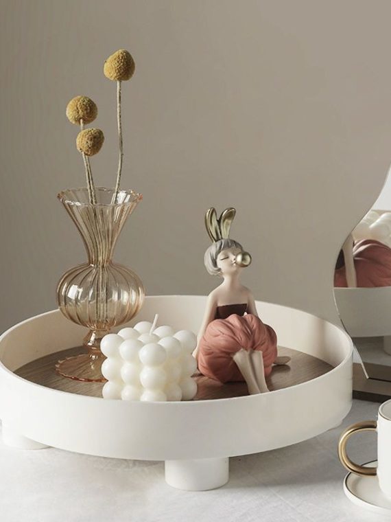 Modern Decorative Tray Home Decor Vase Storage Organizer Box Table Aromatherapy Candlestick Round Stand Office Desktop Decor