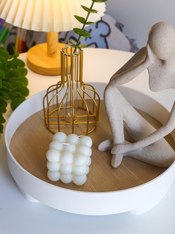 Modern Decorative Tray Home Decor Vase Storage Organizer Box Table Aromatherapy Candlestick Round Stand Office Desktop Decor